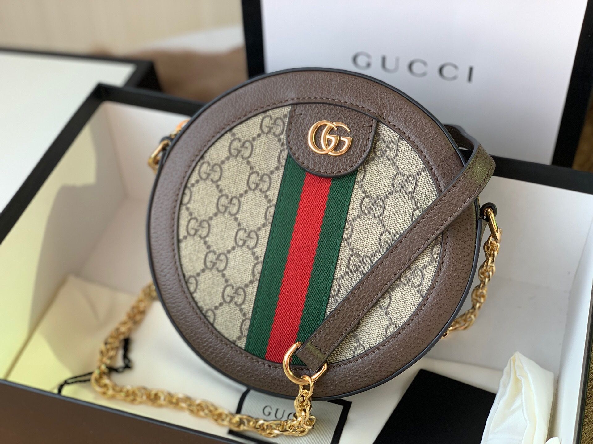 Gucci Ophidia系列圆形迷你肩背包 550618 96I3B 8745