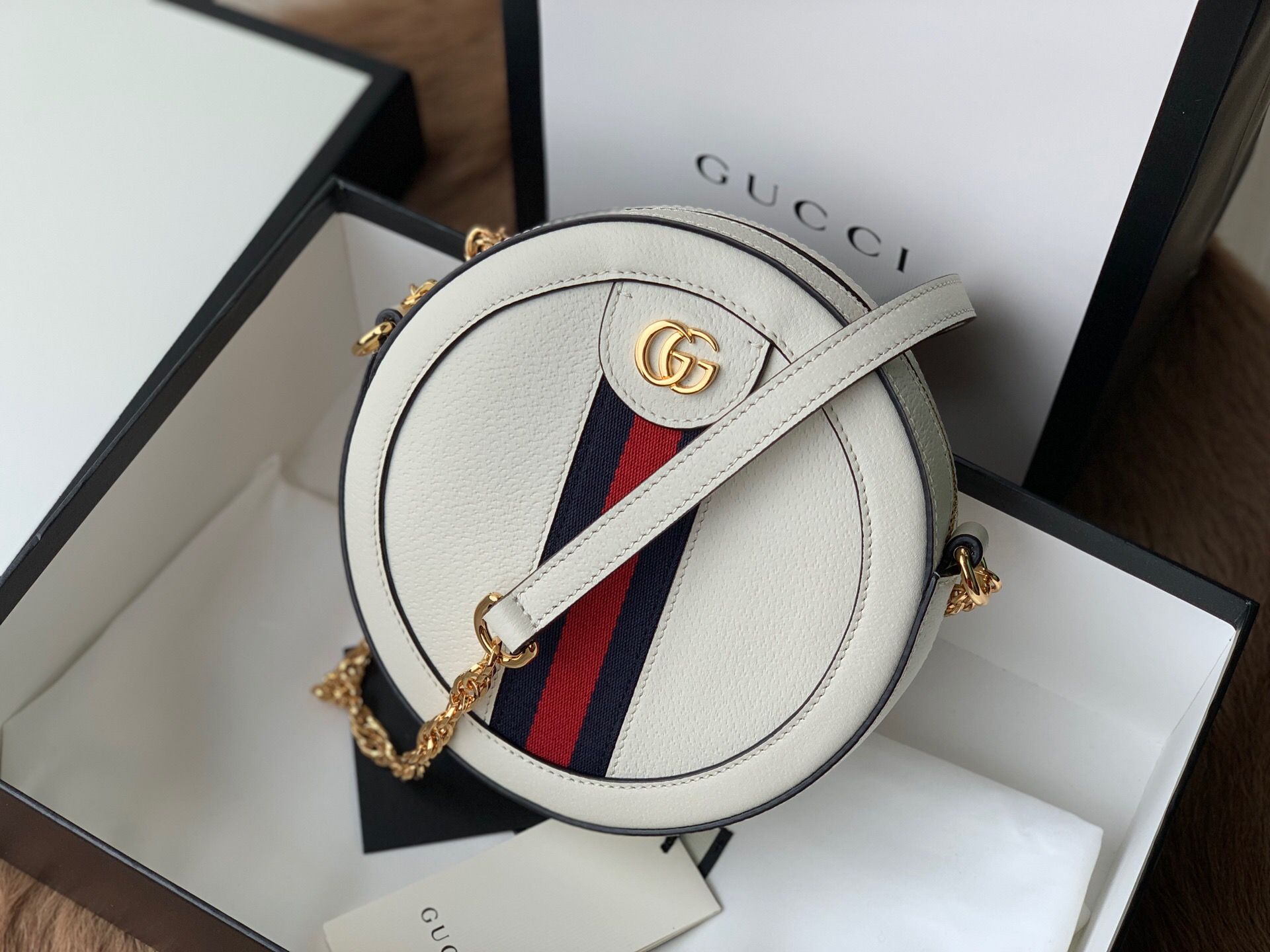 Gucci Ophidia系列圆形迷你肩背包 550618 CWG1G 8454