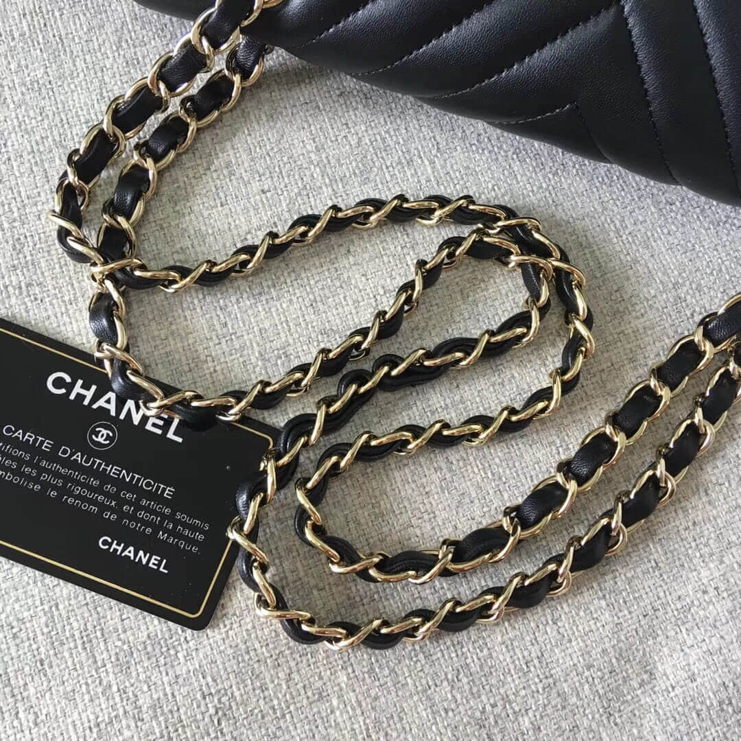 Chanel/香奈儿 经典款cf v纹原厂羊皮25CM中号链条单肩斜挎包