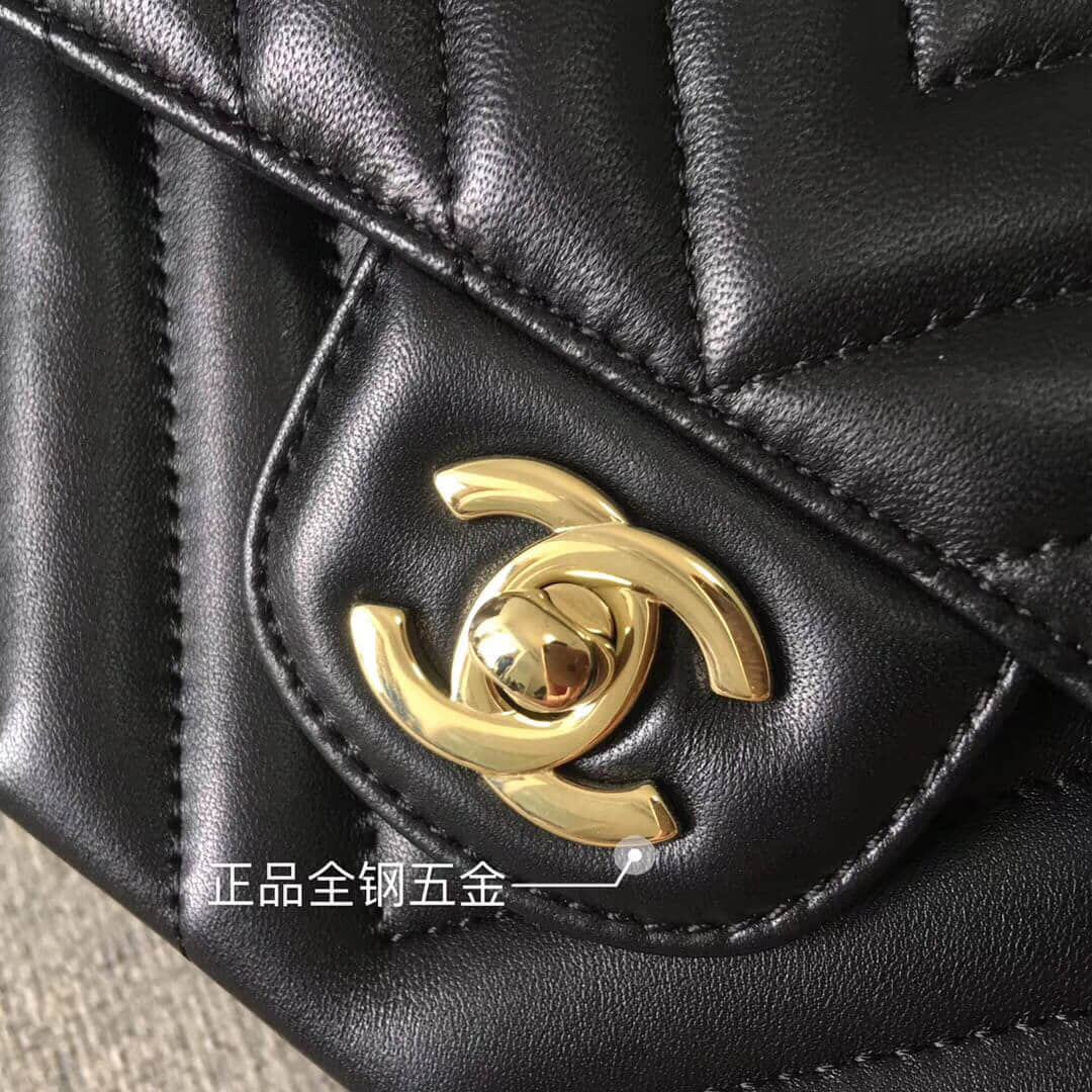 Chanel/香奈儿 经典款cf v纹原厂羊皮25CM中号链条单肩斜挎包