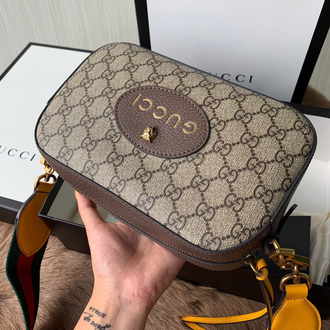 Gucci/古驰 复古风格织带条纹邮差包 476466 K9GVT 8856