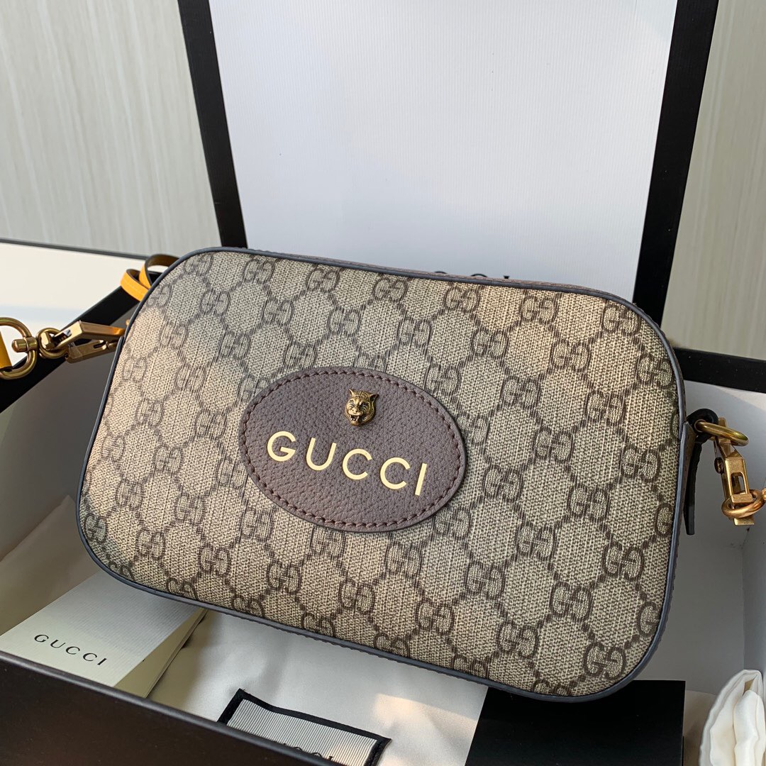 Gucci/古驰476466 复古风格织带条纹邮差包