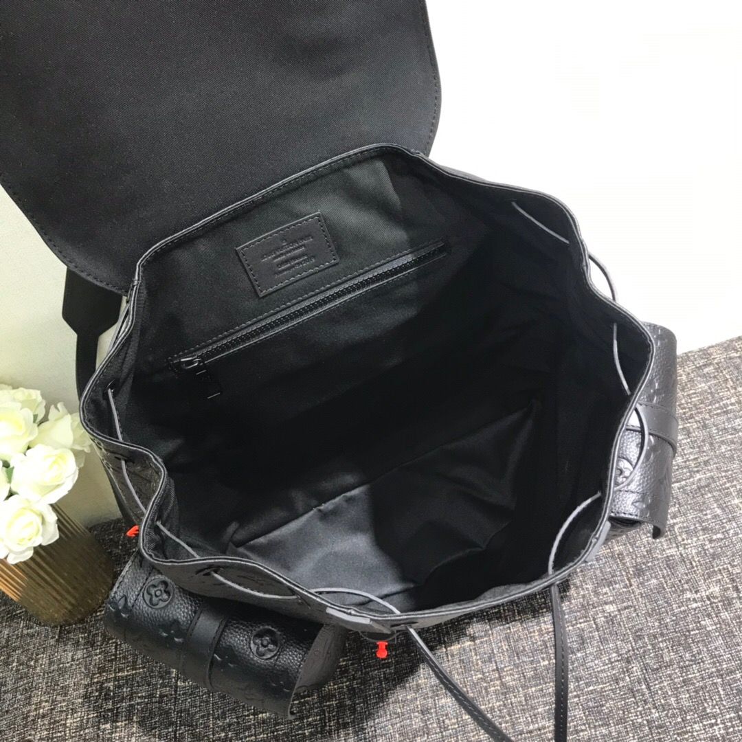 LV M53285 黑色Taurillon皮革Christopher大号双肩包