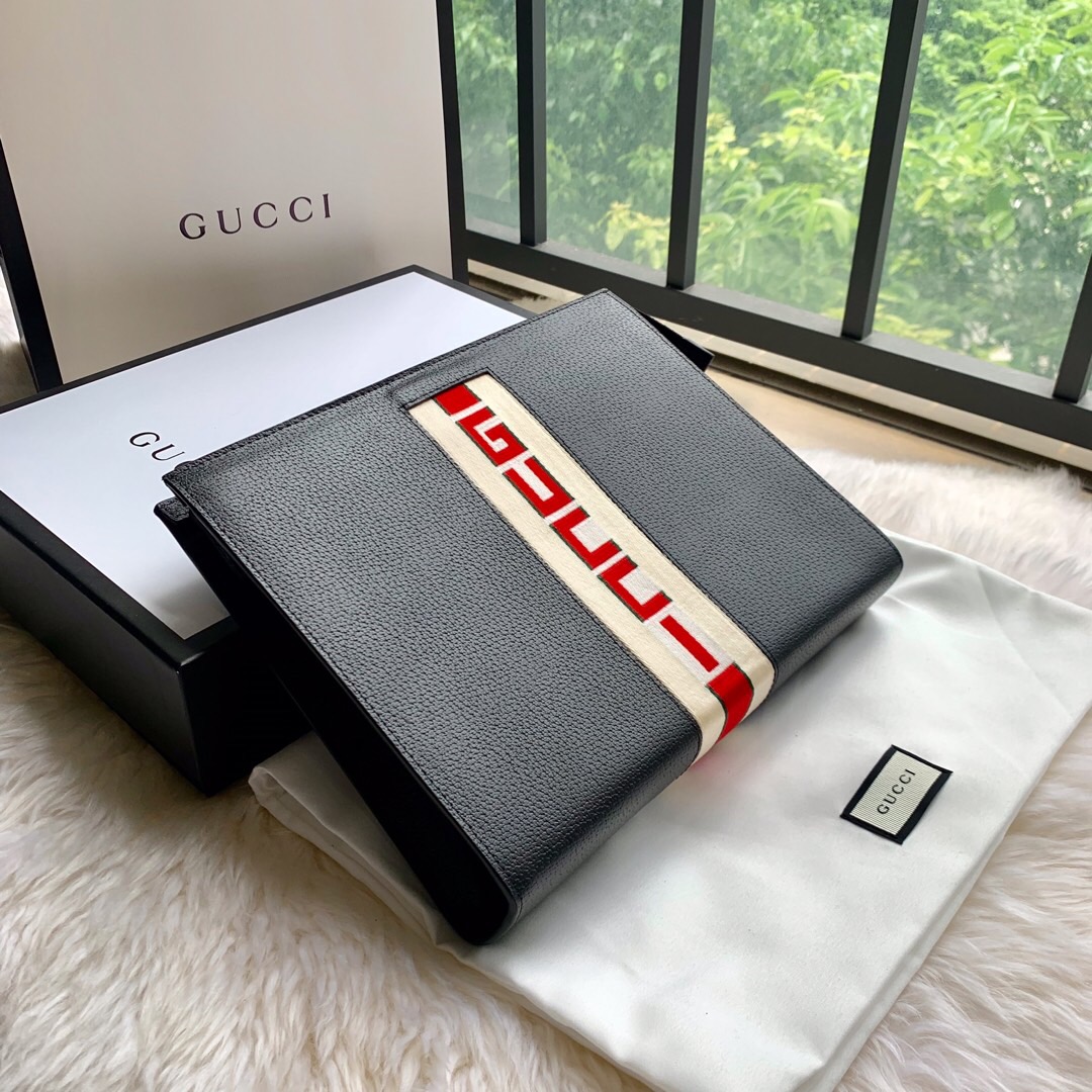 Gucci/古驰 提花条纹皮革手拿包 475316 CWGSN 1094