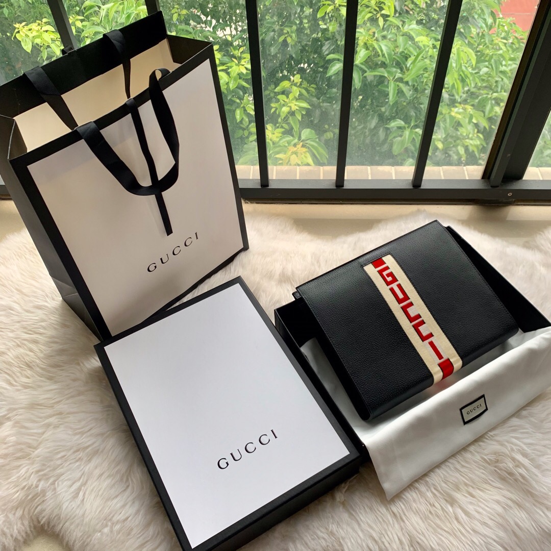 Gucci/古驰 提花条纹皮革手拿包 475316 CWGSN 1094