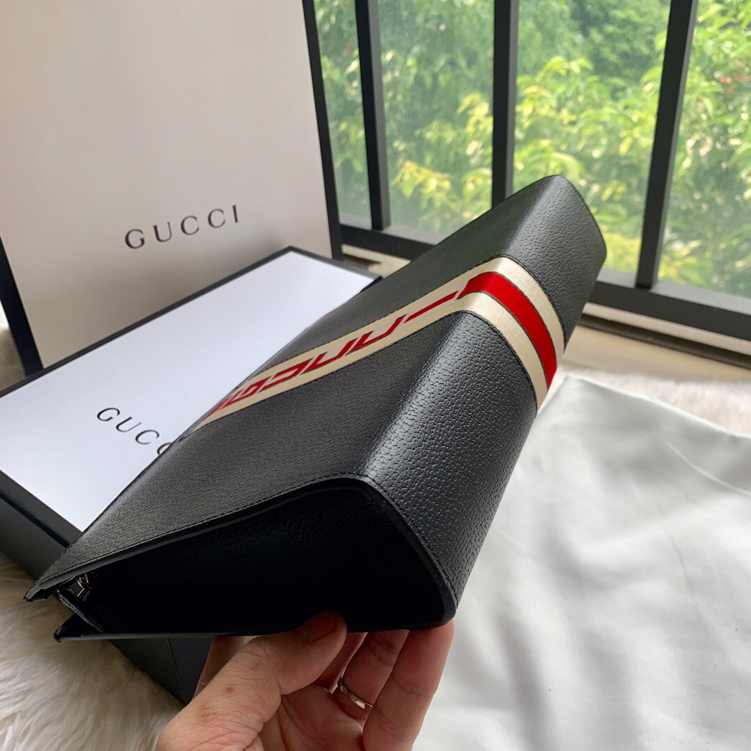 Gucci/古驰 提花条纹皮革手拿包 475316 CWGSN 1094