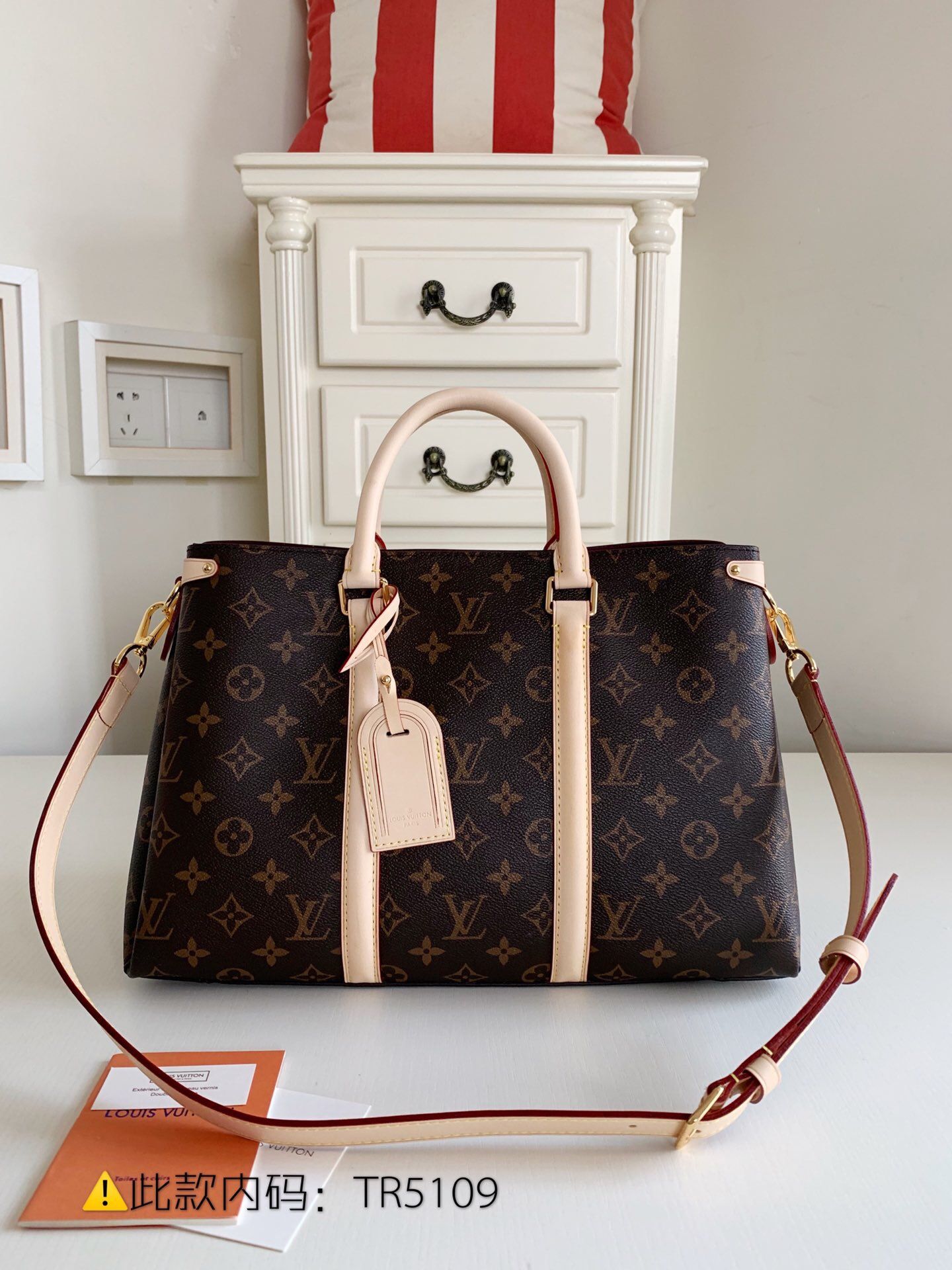 LV M44816 SOUFFLOT 中号手袋老花斜挎手提包