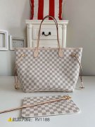 LV N41605 NEVERFULL 中号手袋棋盘白格购物袋