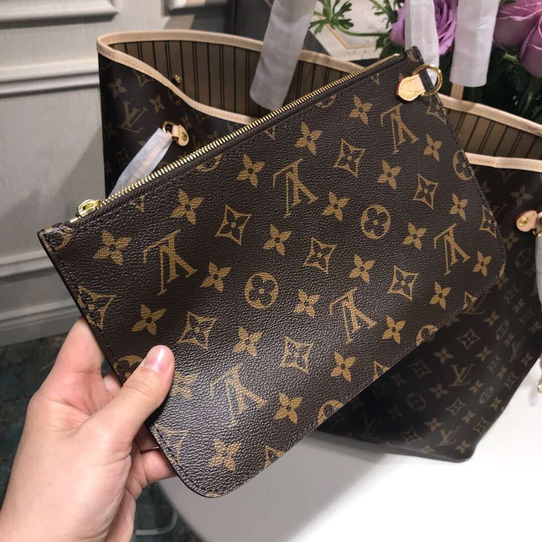 LV NEVERFULL 大号手袋购物袋 M40990 杏色内里