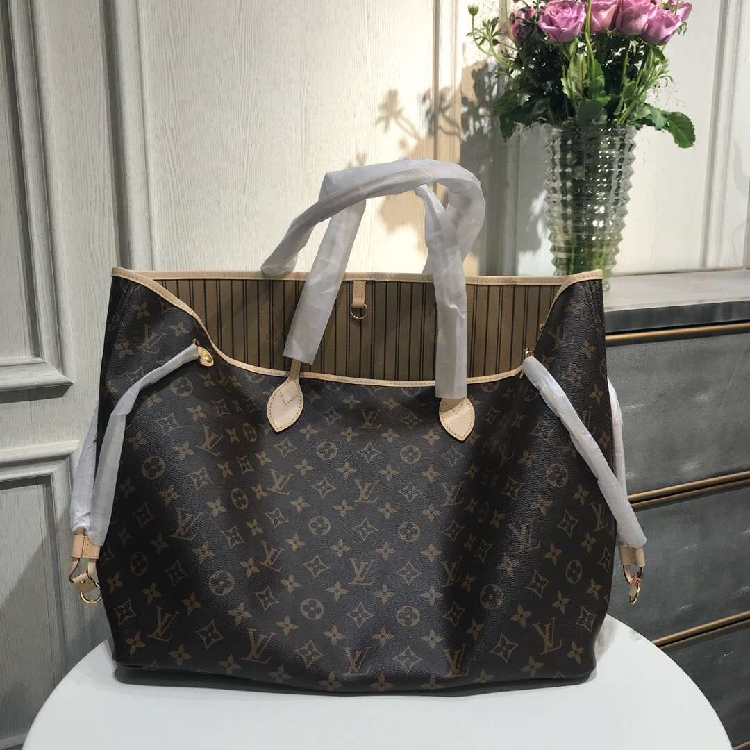 LV NEVERFULL 大号手袋购物袋 M40990 杏色内里