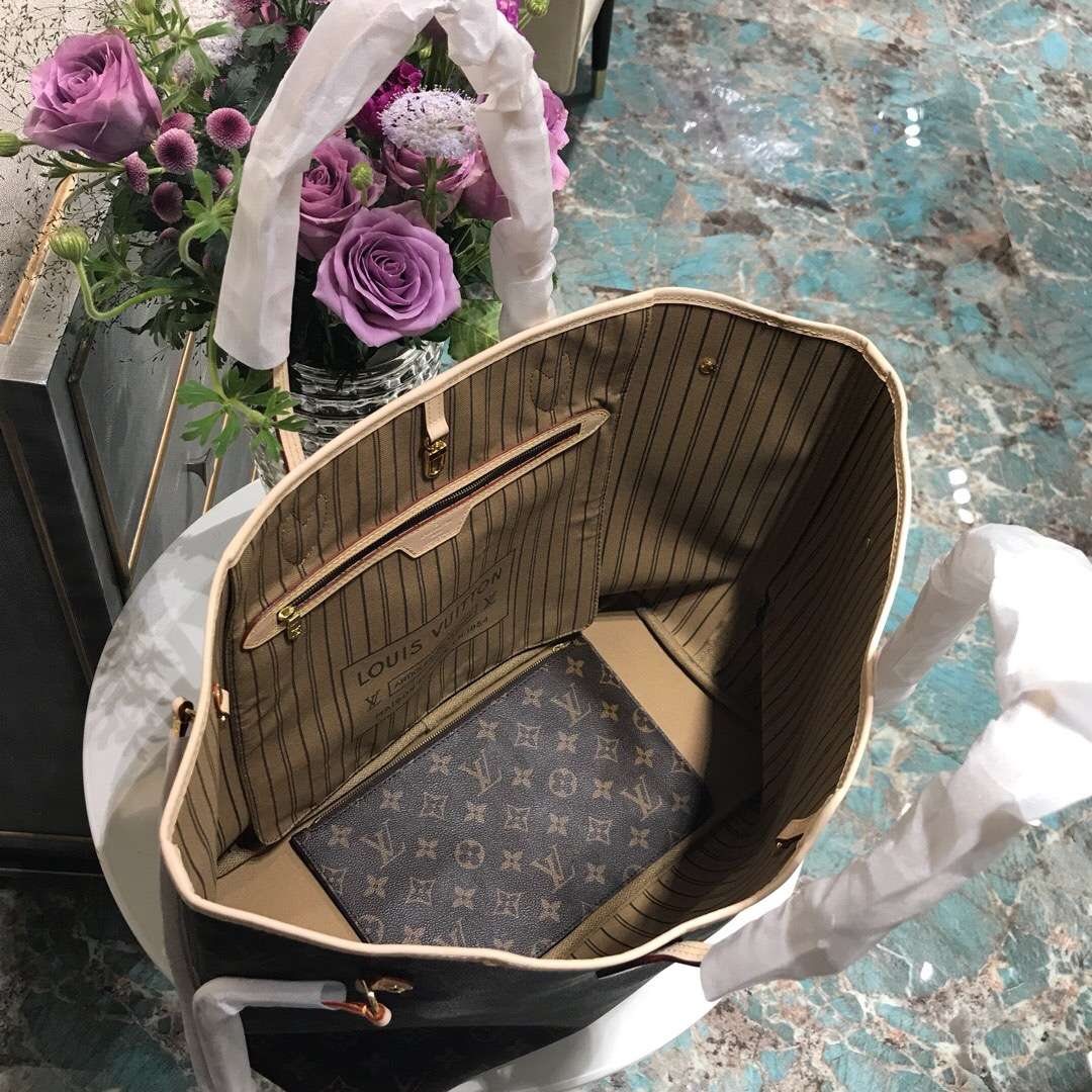 LV NEVERFULL 大号手袋购物袋 M40990 杏色内里