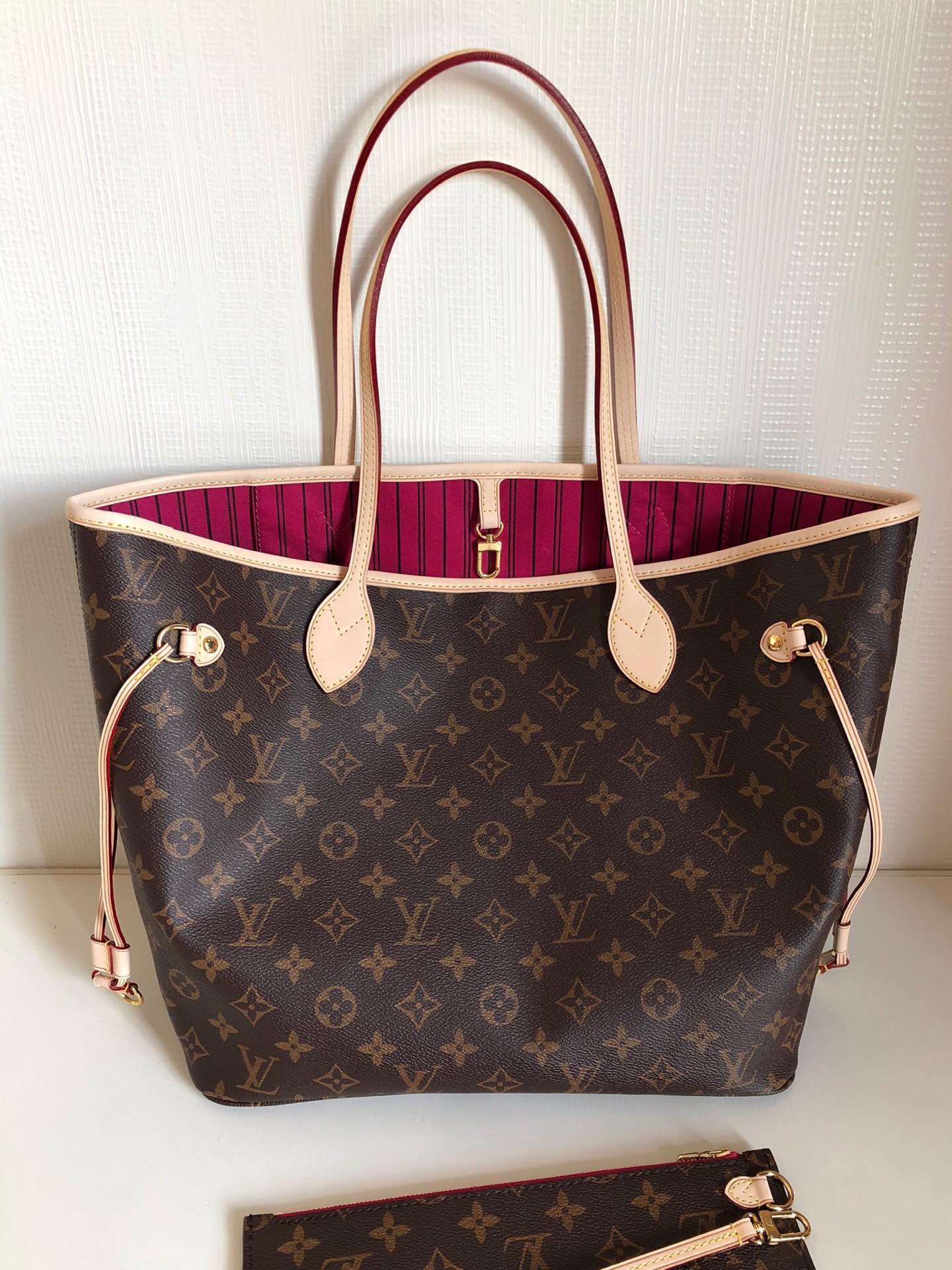LV NEVERFULL 中号手袋购物袋 M41178 玫红内里