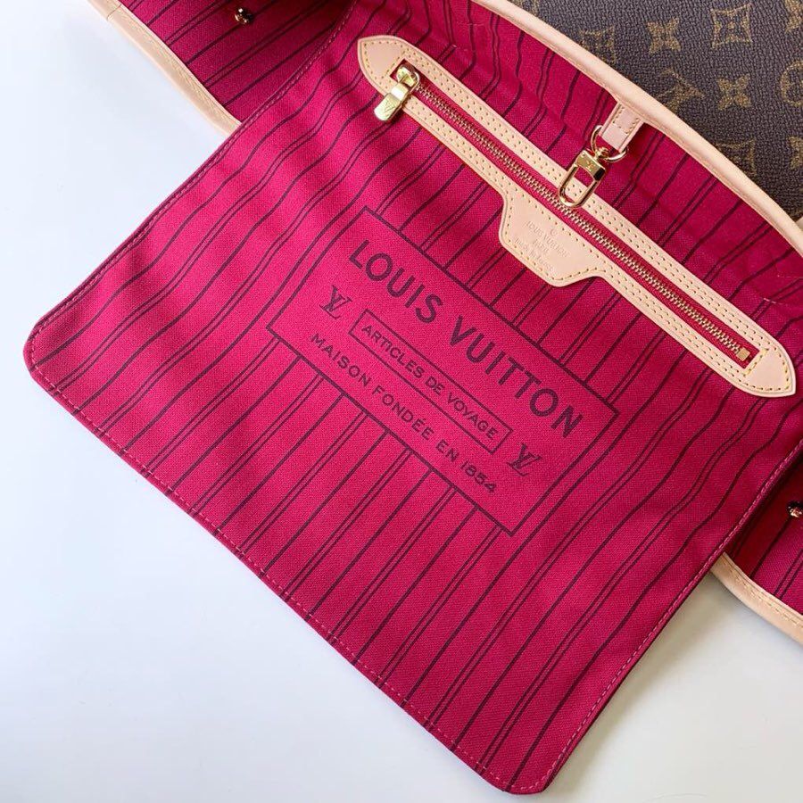 LV NEVERFULL 大号手袋购物袋 M41180 牡丹粉内里