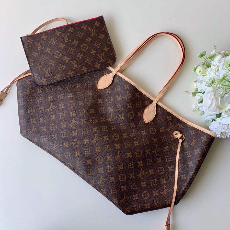 LV NEVERFULL 大号手袋购物袋 M41180 牡丹粉内里