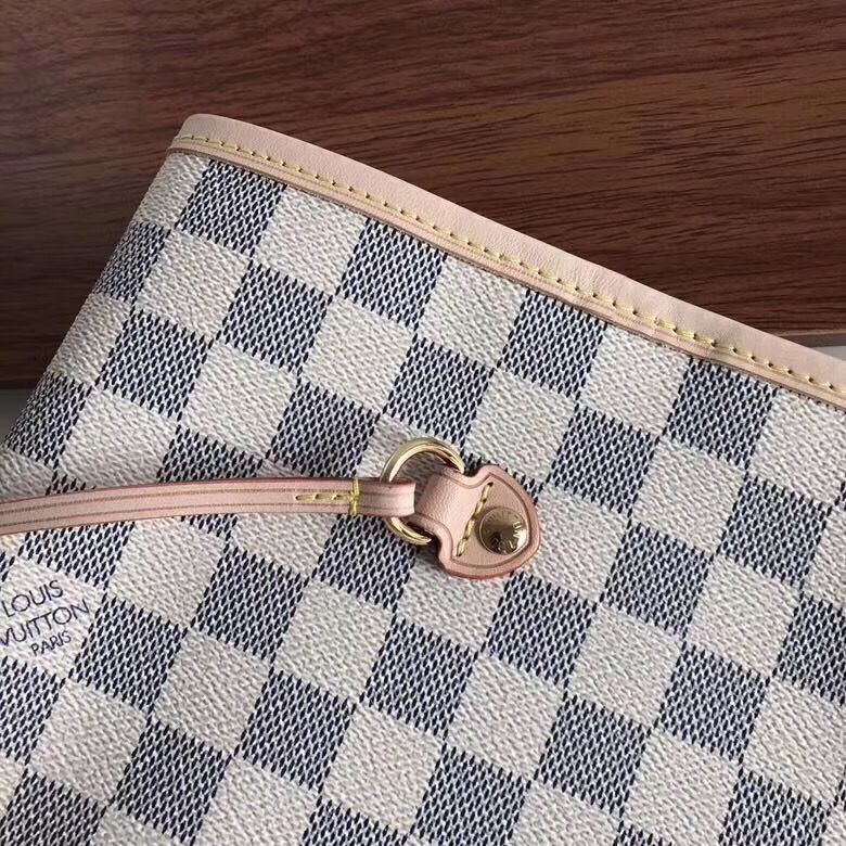 LV NEVERFULL 棋盘白格大号手袋购物袋 N41604 粉色内里