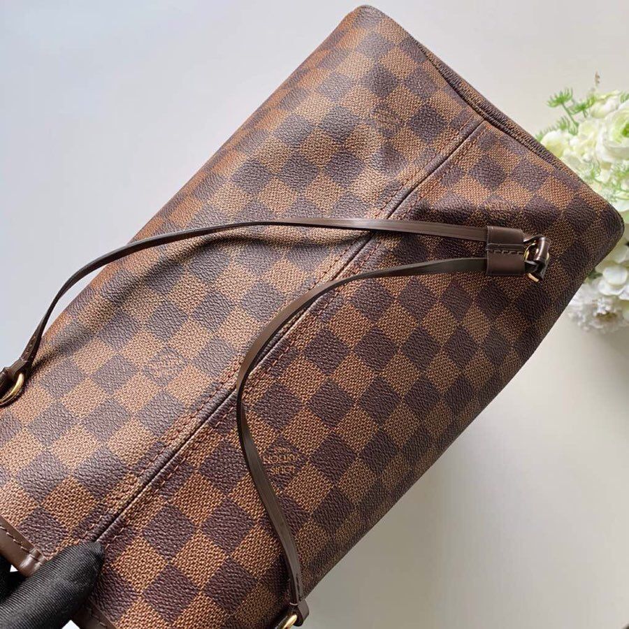 LV NEVERFULL 棋盘格大号手袋购物袋 N41357 红色内里