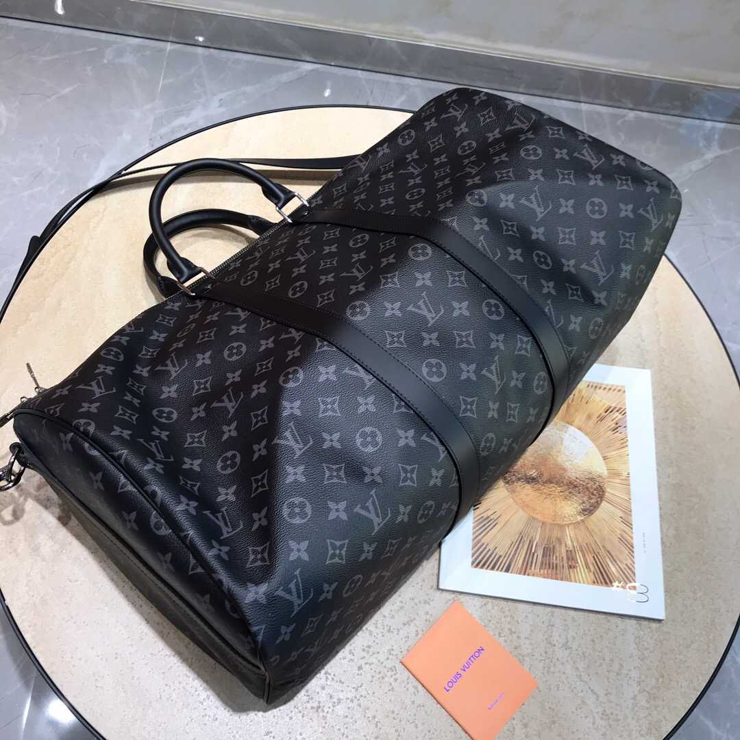 LV M40605 黑灰色KEEPALL 55 旅行袋(配肩带)