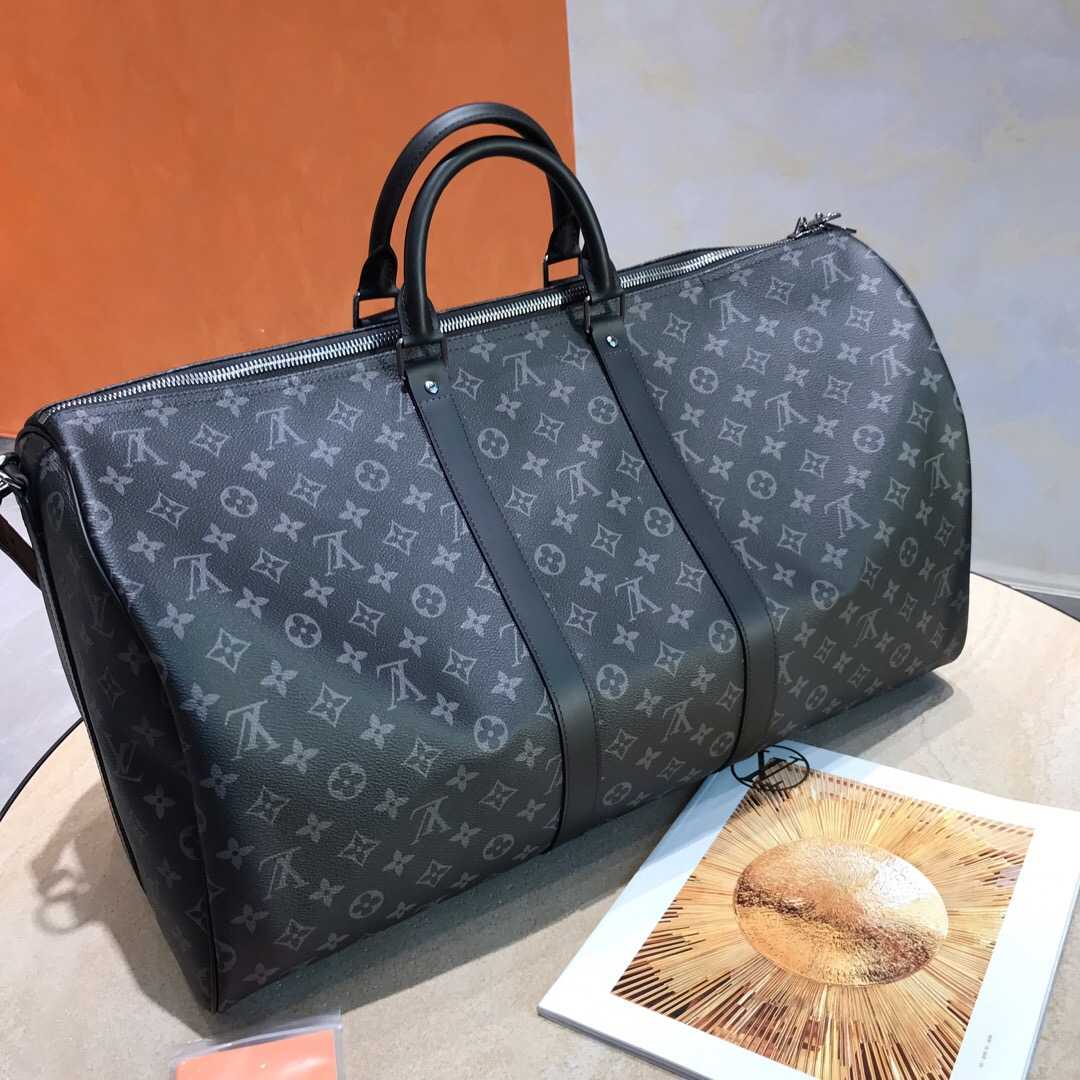 LV M40605 黑灰色KEEPALL 55 旅行袋(配肩带)