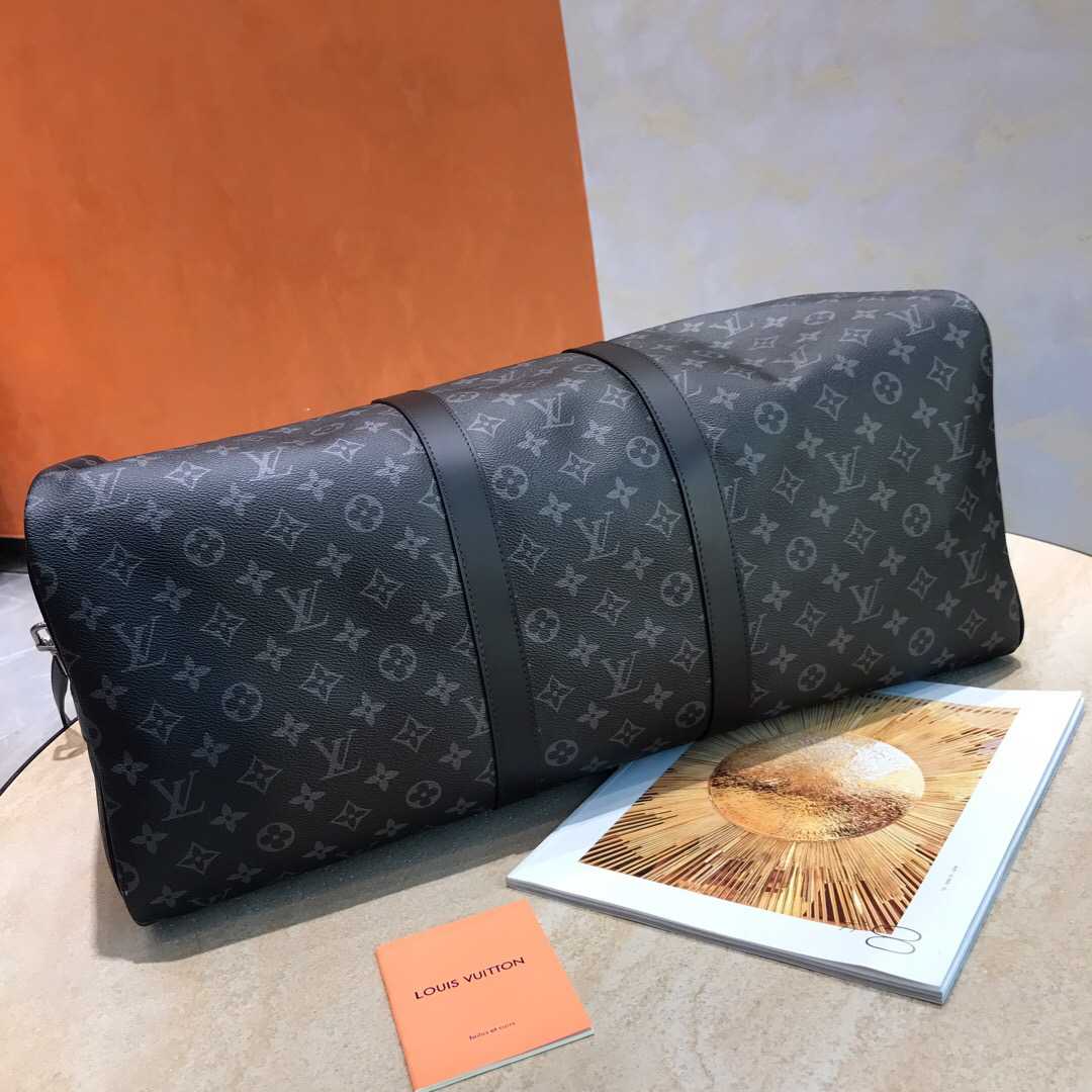 LV M40605 黑灰色KEEPALL 55 旅行袋(配肩带)