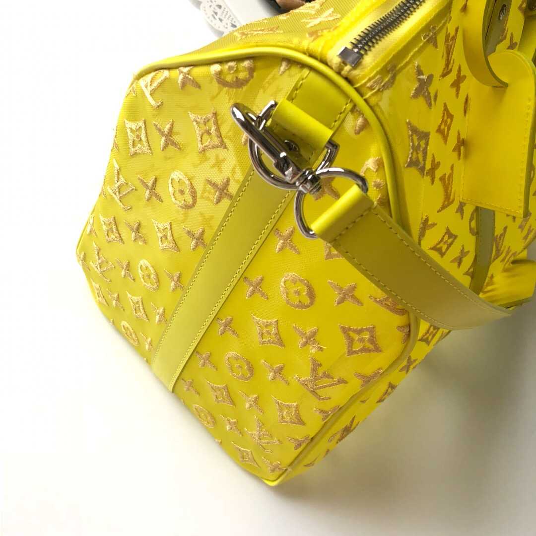 LV 柠檬黄 透明网纱蕾丝Keepall 50 旅行袋 M55380