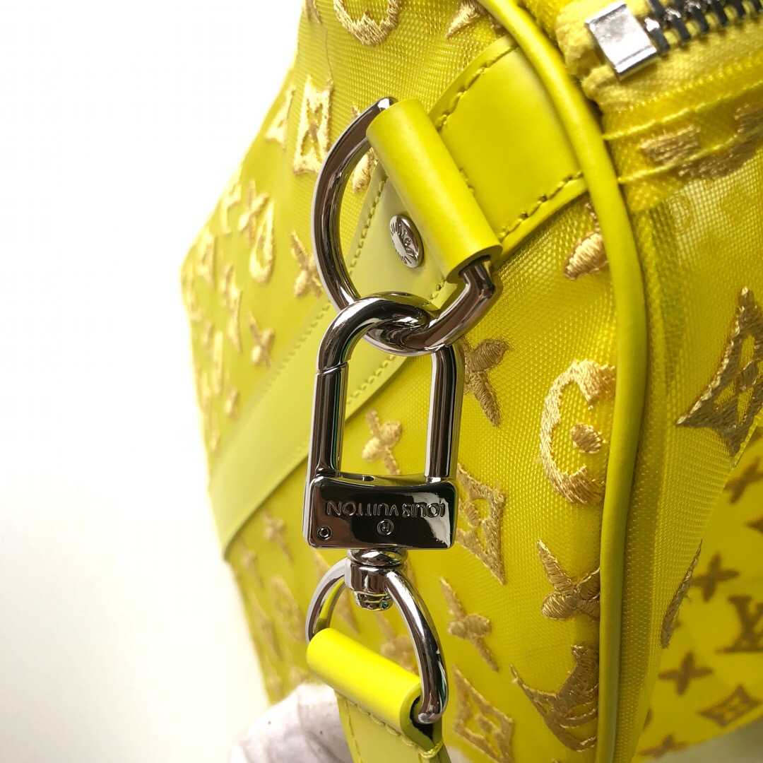 LV 柠檬黄 透明网纱蕾丝Keepall 50 旅行袋 M55380