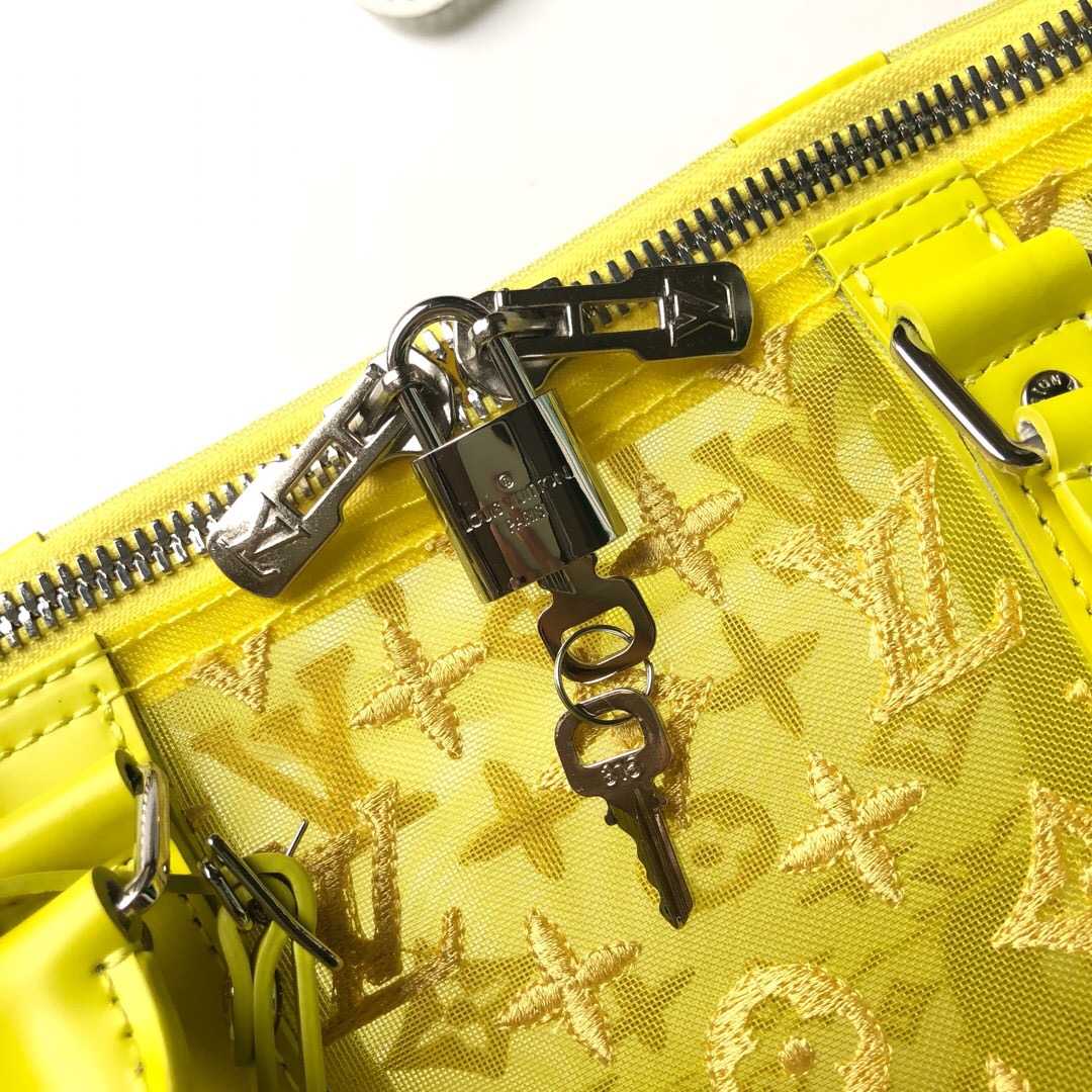 LV 柠檬黄 透明网纱蕾丝Keepall 50 旅行袋 M55380