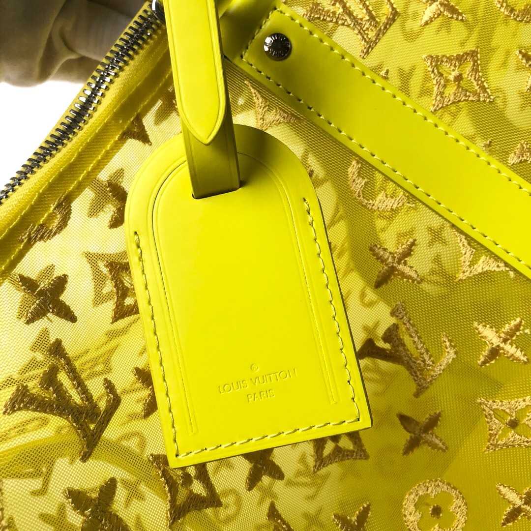 LV 柠檬黄 透明网纱蕾丝Keepall 50 旅行袋 M55380