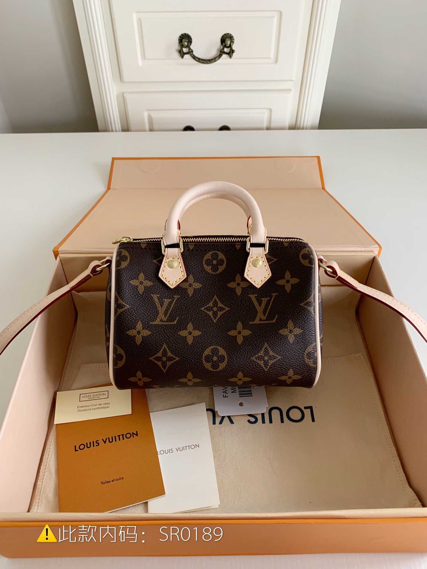 LV Monogram Nano Speedy手袋 老花色迷你枕头包 M61252