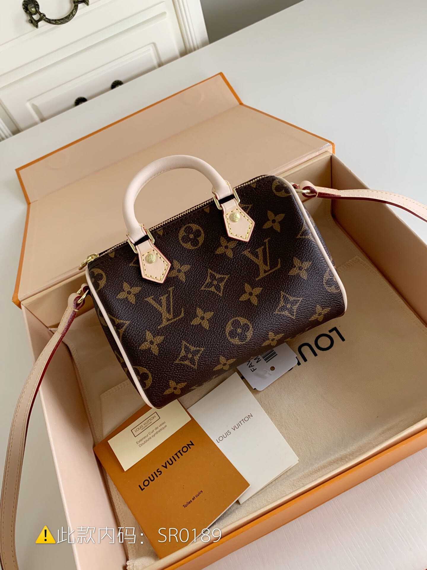 LV Monogram Nano Speedy手袋 老花色迷你枕头包 M61252