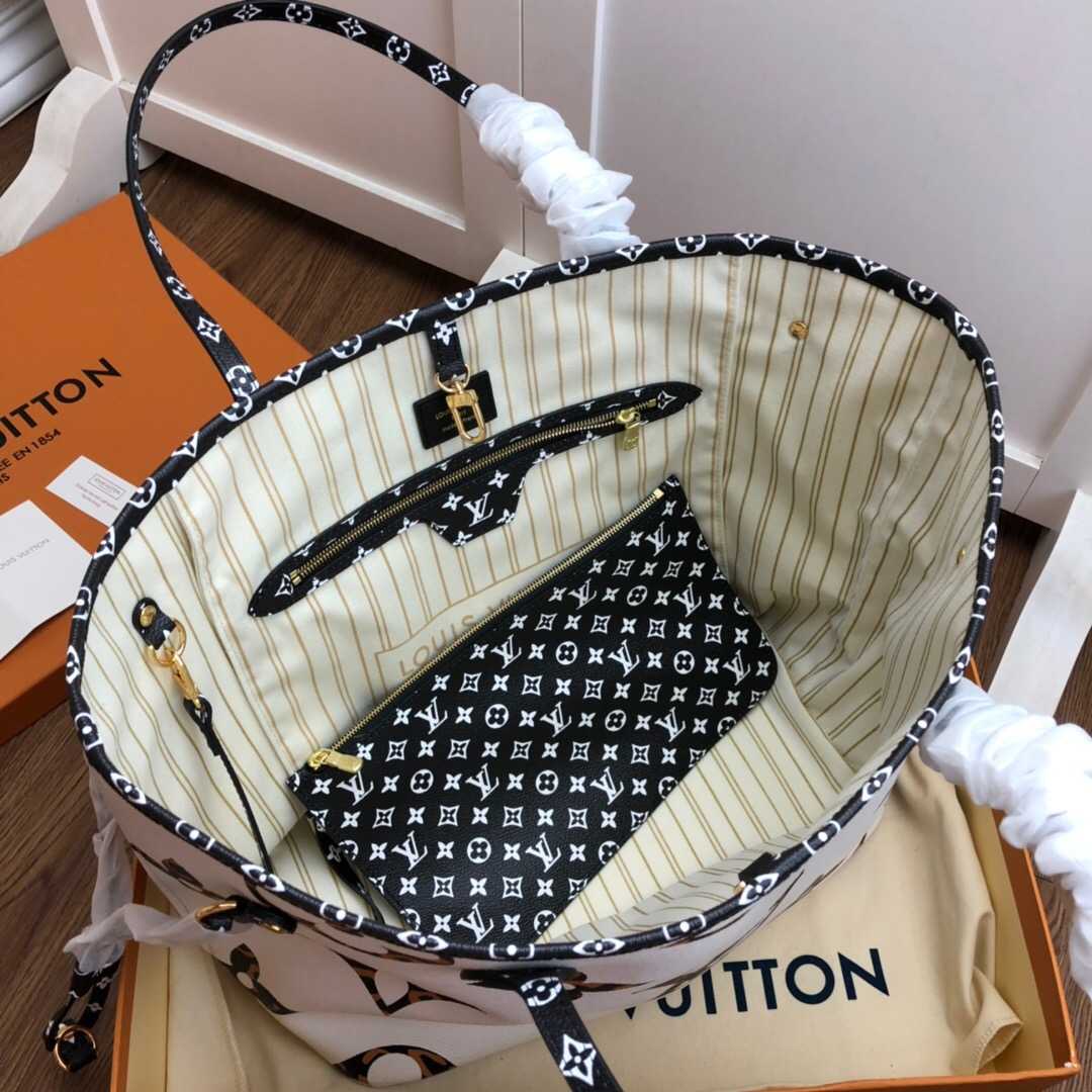 LV M44716 丛林系列豹纹新款Neverfull中号购物袋