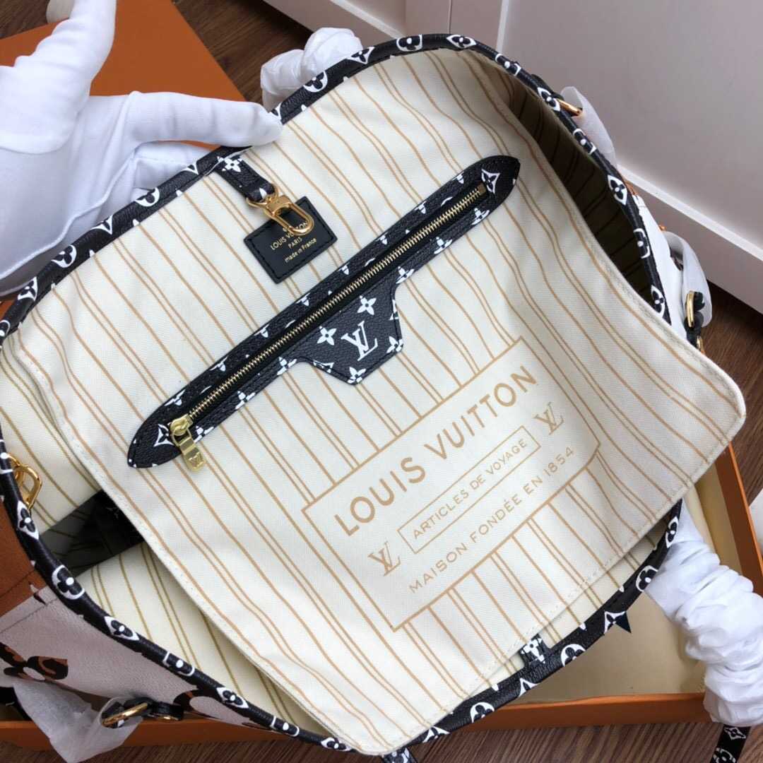 LV M44716 丛林系列豹纹新款Neverfull中号购物袋