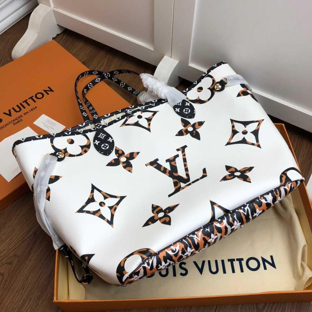 LV M44716 丛林系列豹纹新款Neverfull中号购物袋