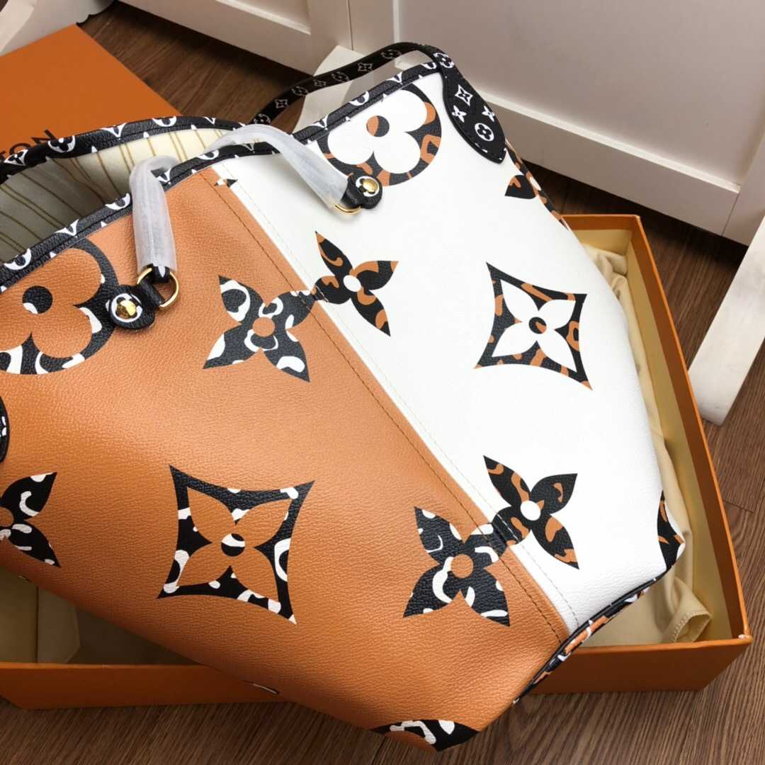 LV M44716 丛林系列豹纹新款Neverfull中号购物袋