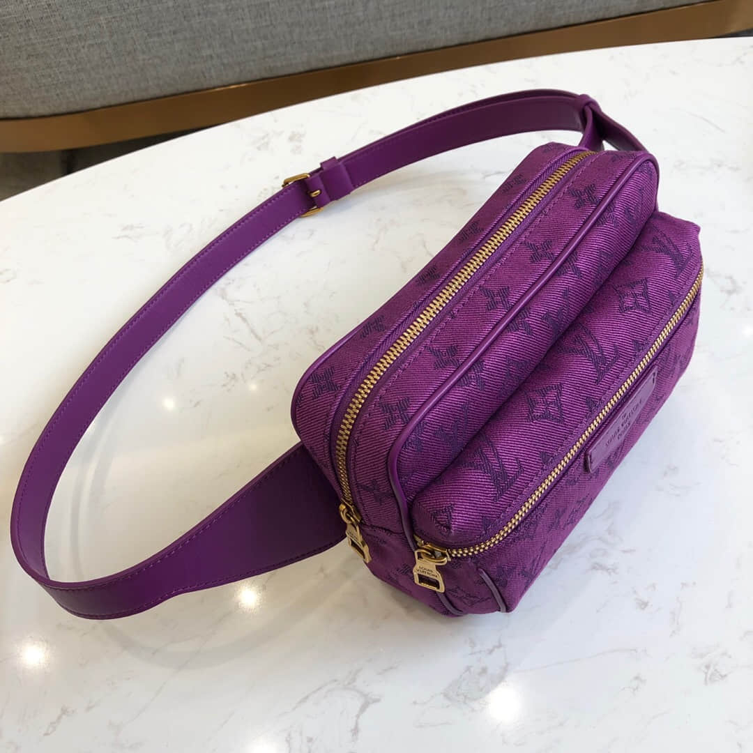 LV 2019新款紫色牛仔布Outdoor腰包胸包 M44624