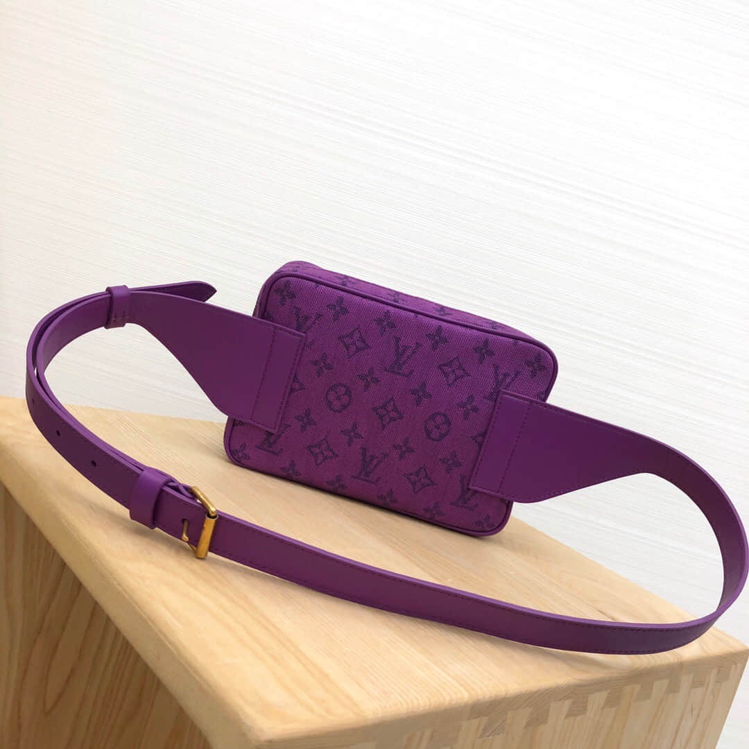LV 2019新款紫色牛仔布Outdoor腰包胸包 M44624