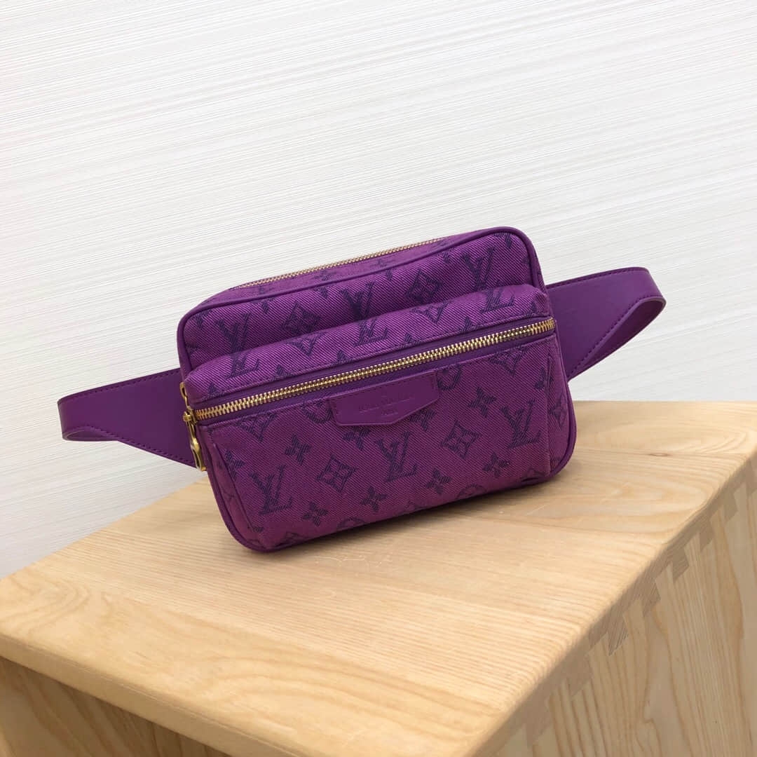LV 2019新款紫色牛仔布Outdoor腰包胸包 M44624