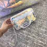 LV M55261 19新款限量男士炫彩PVC透明链条手拿包