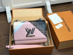 LV M53800 M53801 Tape图案Twist中号手袋肩背斜挎包