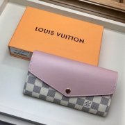 LV N60232 粉色拼白格Sarah长款钱夹