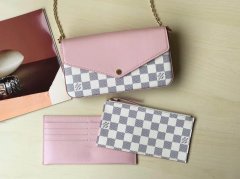 LV N60235 白棋盘格拼粉色FELICIE信封包三件套单肩斜