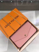 LV M67856 樱花粉FELICIE信封包三件套链条钱夹包