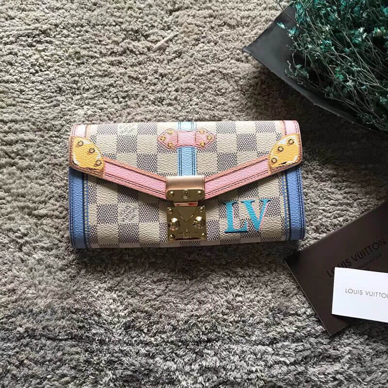 LV/路易威登 18新款 Sarah錢包 N60119 旅行箱扣帶與包角圖案
