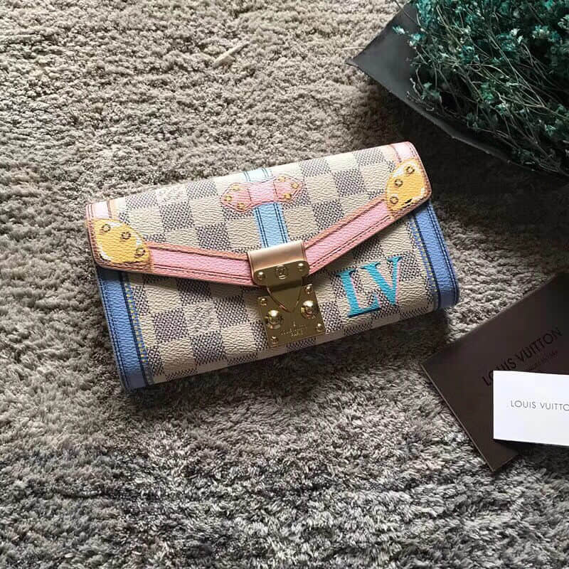LV/路易威登 18新款 Sarah錢包 N60119 旅行箱扣帶與包角圖案