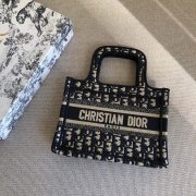 Dior BOOK TOTE ORIGINAL OBLIQUE图案迷你蓝色刺绣帆布托