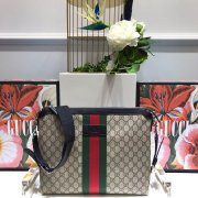 Gucci 523335 GG Supreme 红绿织带邮差包