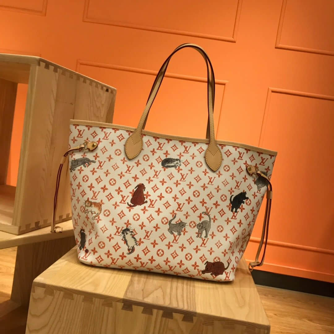 lvm4445919限定款neverfull老花猫咪字母购物袋女