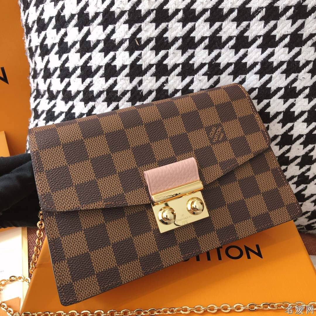 lv n60287 咖啡棋盘格croisette链条包