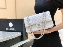 Chanel香奈儿 CF25 Classic flap bag A01112白色羊