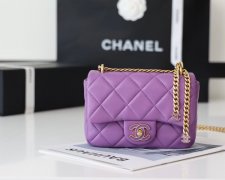 CHANEL 22P珐琅扣方胖子 AS3113紫色