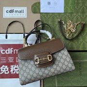 GUCCI 702049 女士乌木色拼棕色手袋